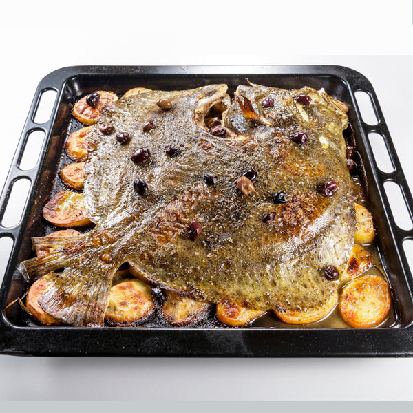 baked turbot on pan