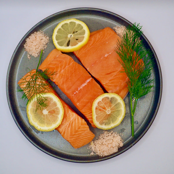 NZ King Salmon Raw on a plate