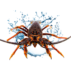 australian southern rock lobster with water splash